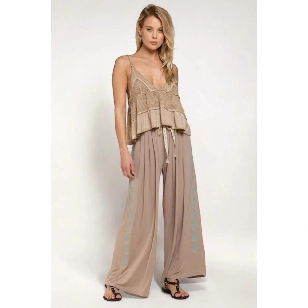 POL Light Tan Waffle Knit Babydoll Tank Top